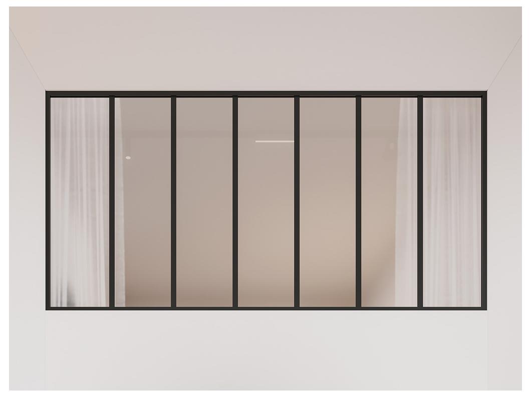 Verrière atelier en aluminium thermolaqué et verre dépoli - 210x105 cm - Noir - BAYVIEW