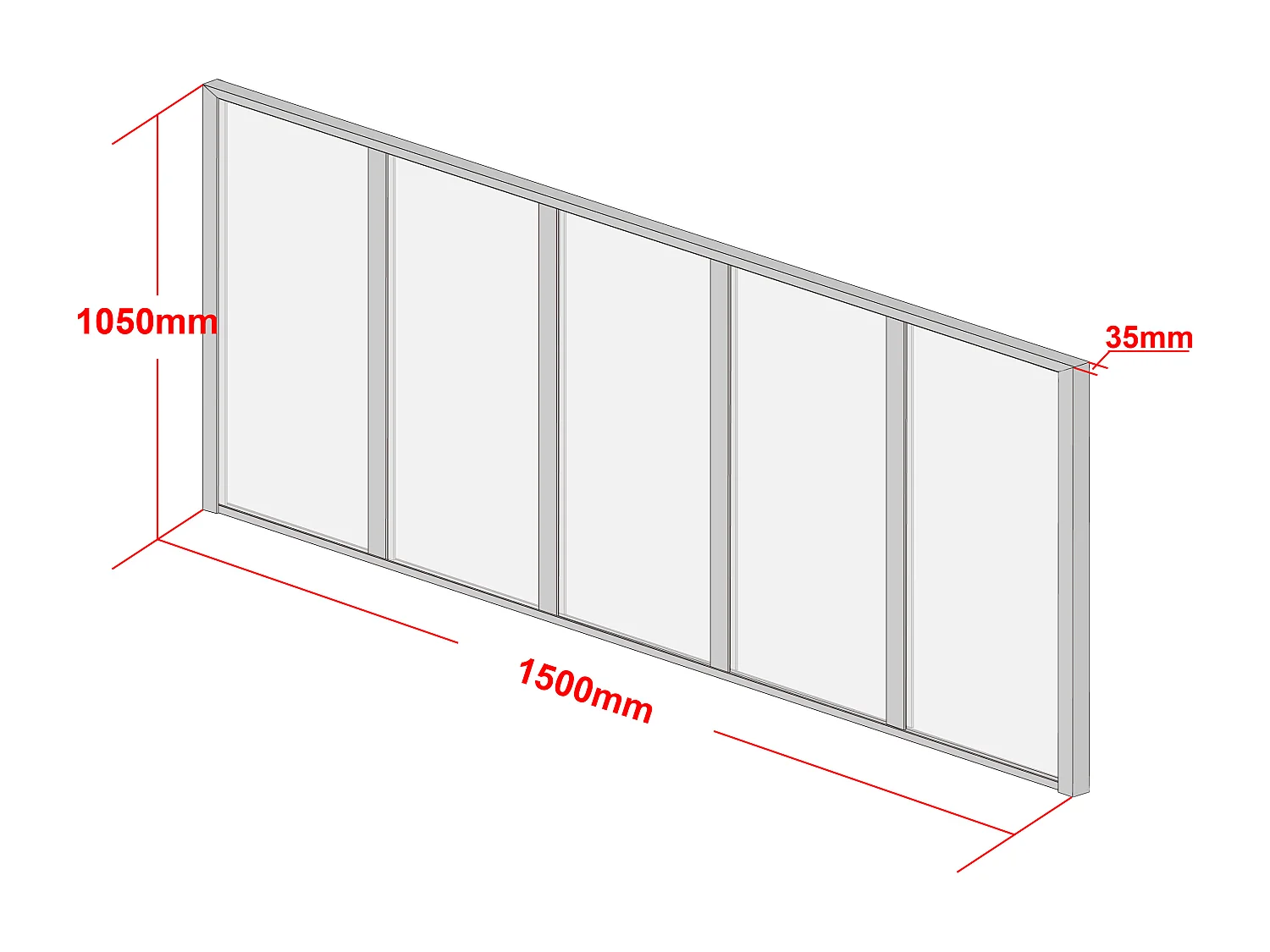 Glazen binnenraam van gepoedercoat aluminium – 150 x 105 cm – Lichte houtkleur – BAYVIEW