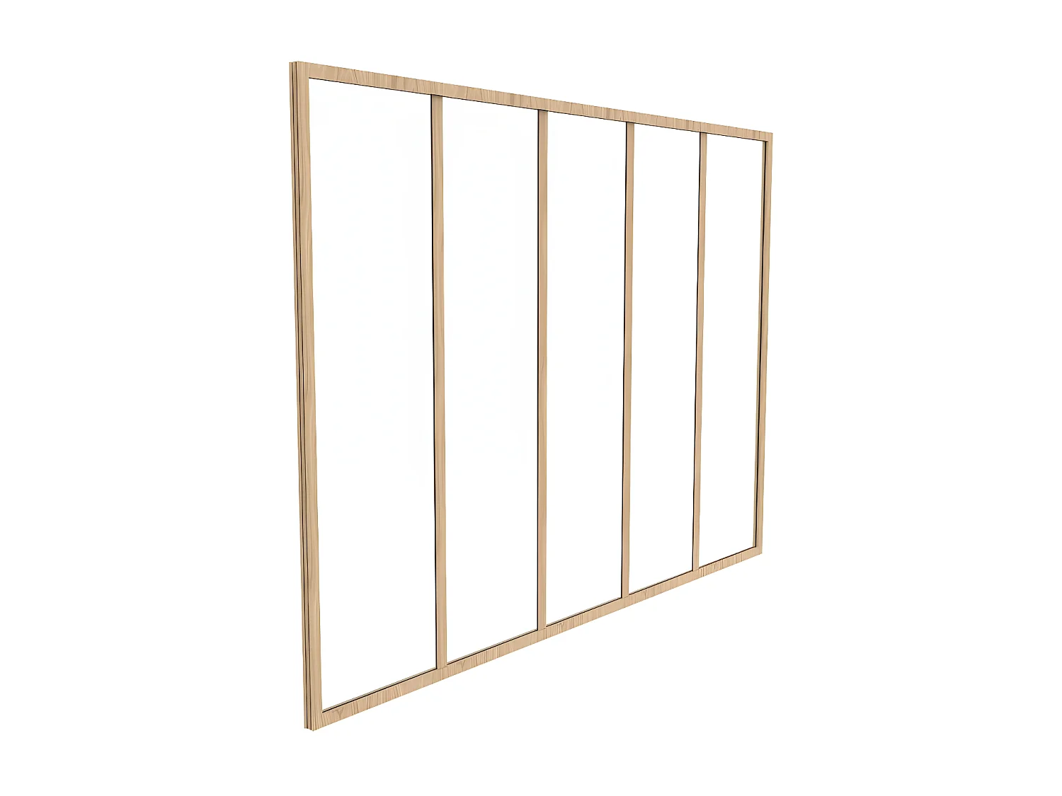 Przeszklona ścianka z aluminium malowanego proszkowo - 150 x 105 cm - Naturalny jasny - BAYVIEW