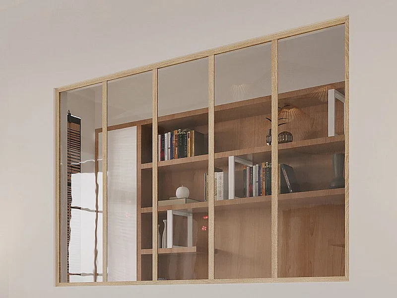 Verrière atelier en aluminium thermolaqué - 150 x 105 cm - Naturel clair - BAYVIEW