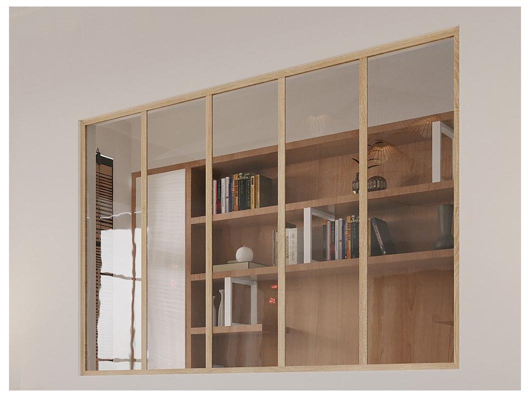 Verrière atelier en aluminium thermolaqué - 150 x 105 cm - Naturel clair - BAYVIEW
