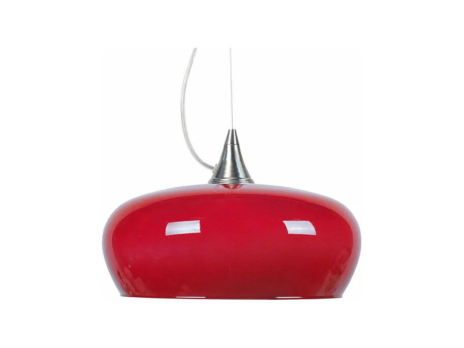 Suspension cone  aluminium bol verre rouge  80 cm.