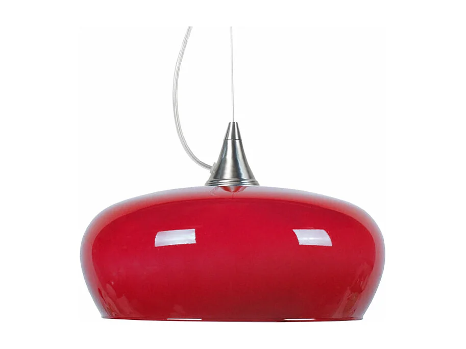 Suspension cone  aluminium bol verre rouge  80 cm.