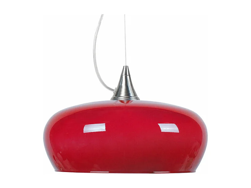 Suspension cone  aluminium bol verre rouge  80 cm.