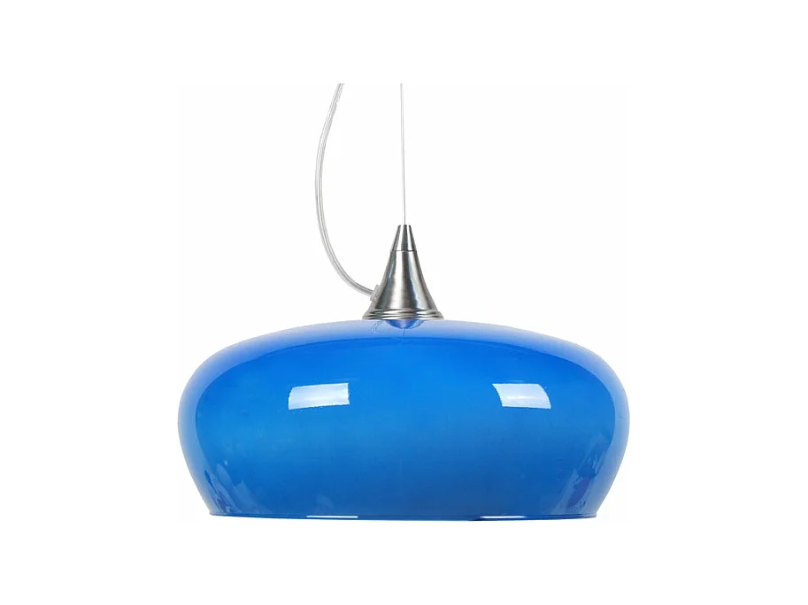 Suspension cone  aluminium bol verre bleu  80 cm.