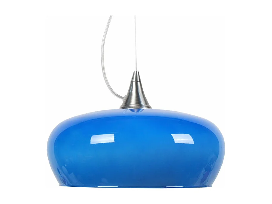 Suspension cone  aluminium bol verre bleu  80 cm.