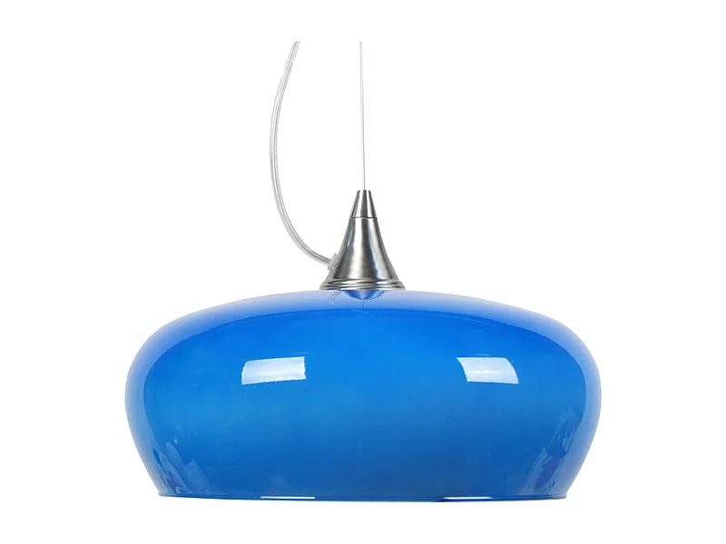 Suspension cone  aluminium bol verre bleu  80 cm.
