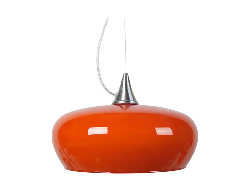 Suspension cone  aluminium bol verre orange  80 cm.