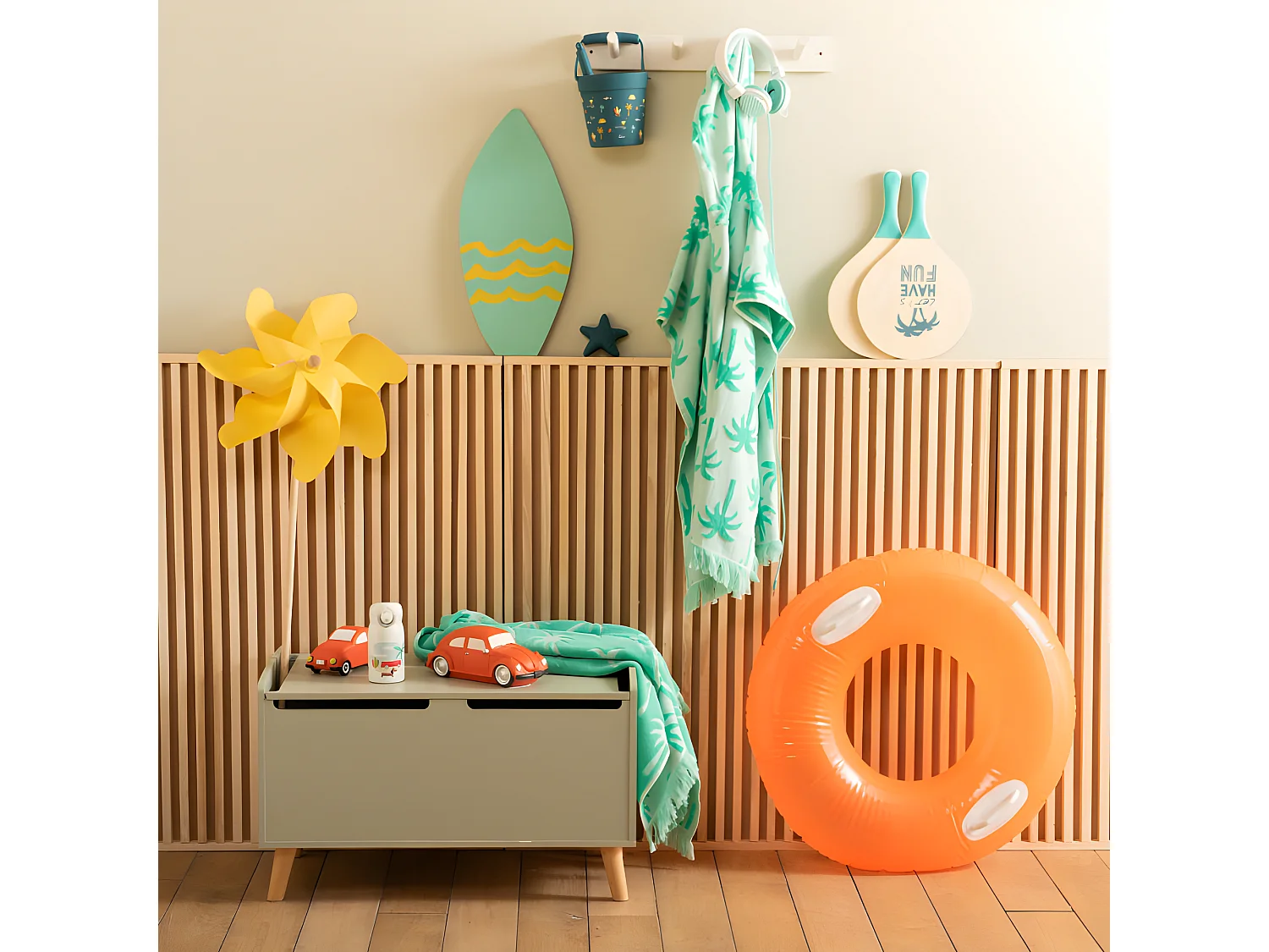 Poncho de plage bleu enfant de 3 à 6 ans