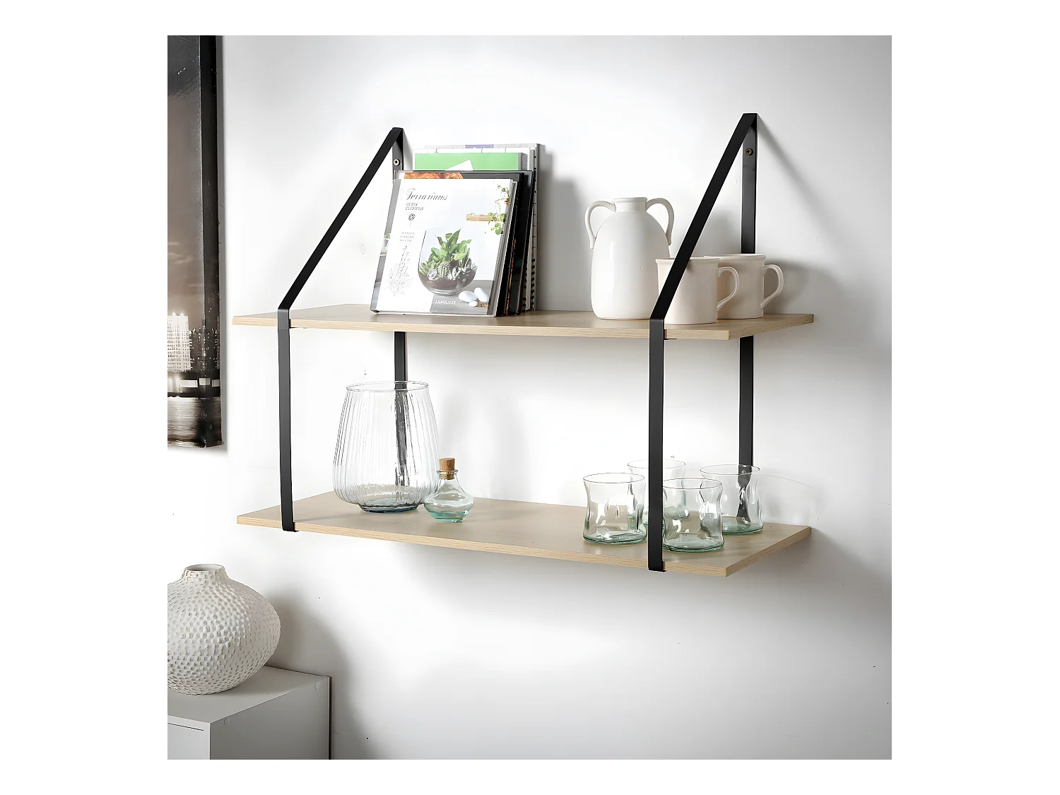 Estante de pared, profundo, 2 niveles - An30cm