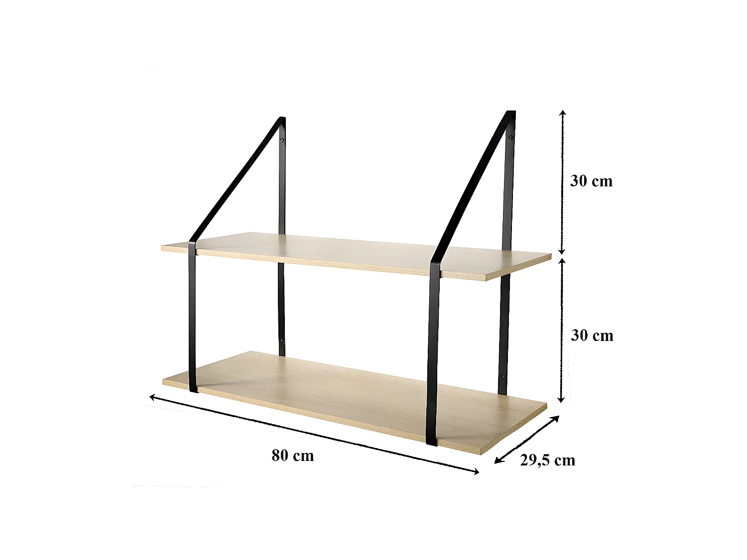 Estante de pared, profundo, 2 niveles - An30cm