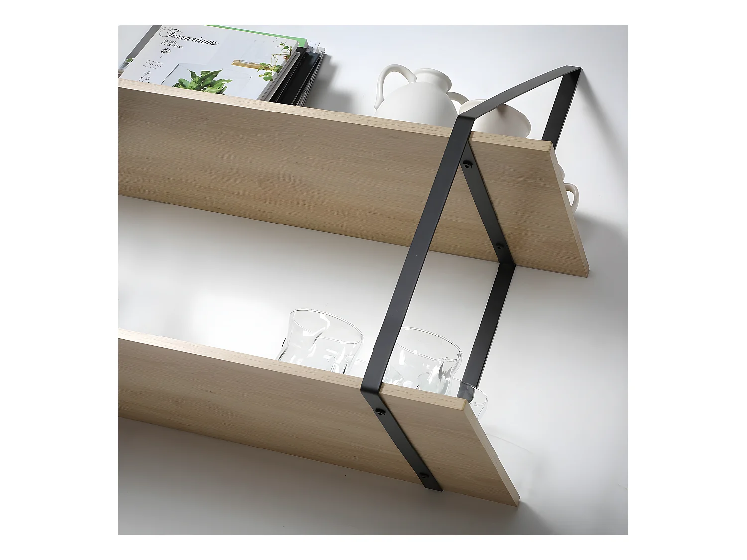 Estante de pared, profundo, 2 niveles - An30cm