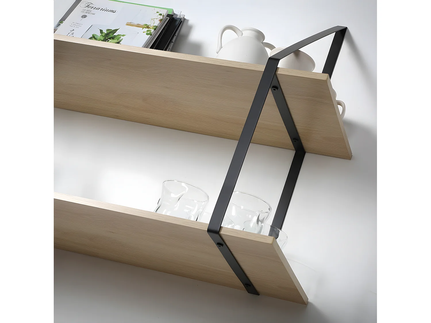 Etagère murale grande profondeur à 2 niveaux - L80 x P30cm