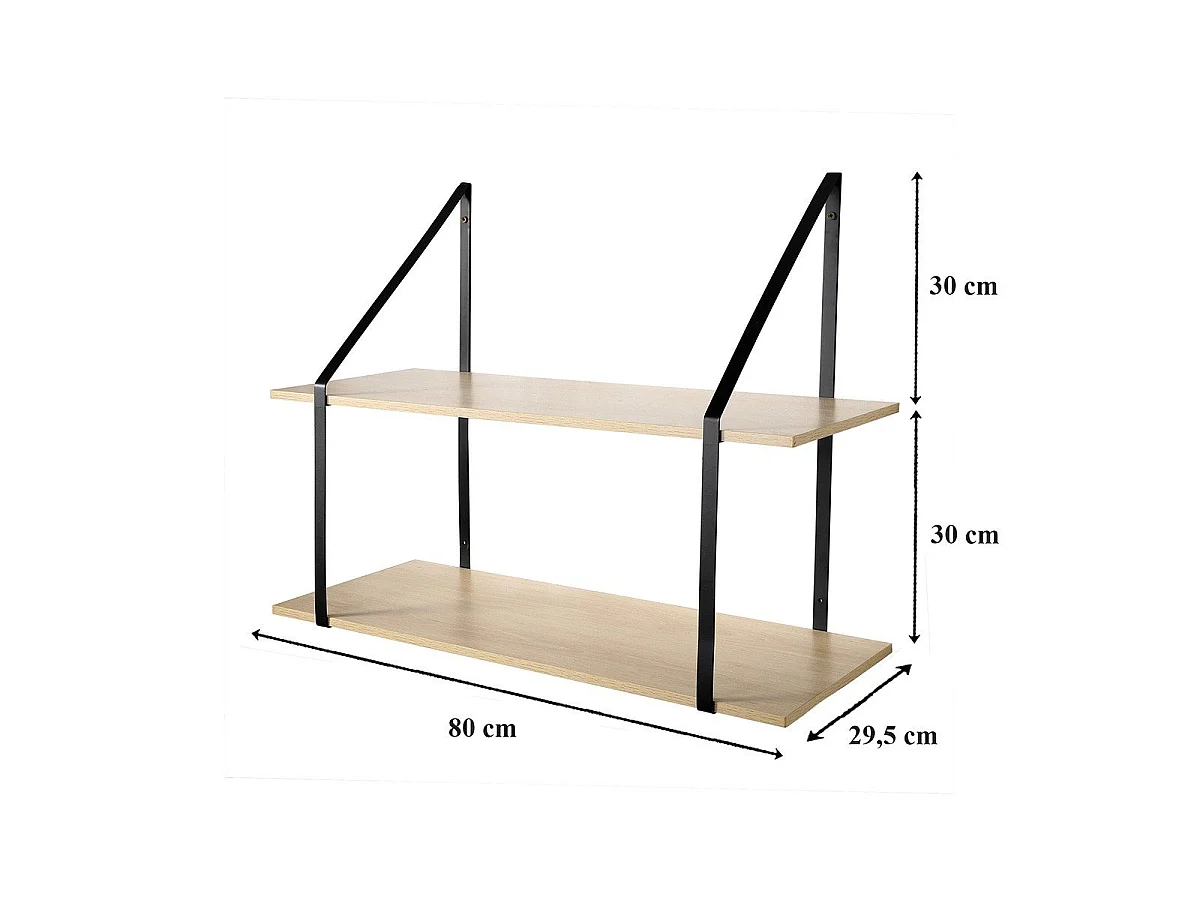 Etagère murale grande profondeur à 2 niveaux - L80 x P30cm