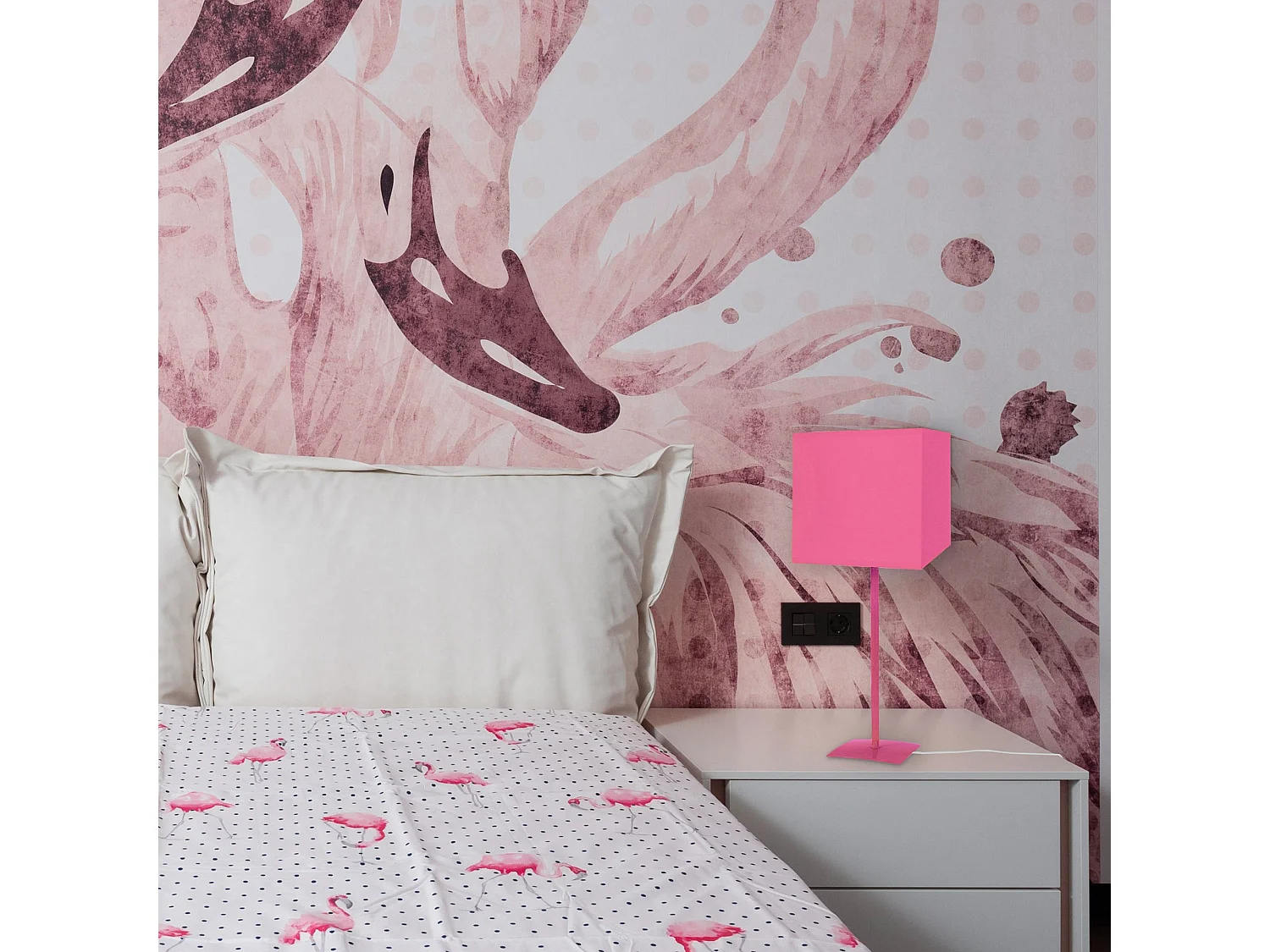 Lampada da tavolo metallo  pé quadrato rosa ALFENA  rosa D'30 cm