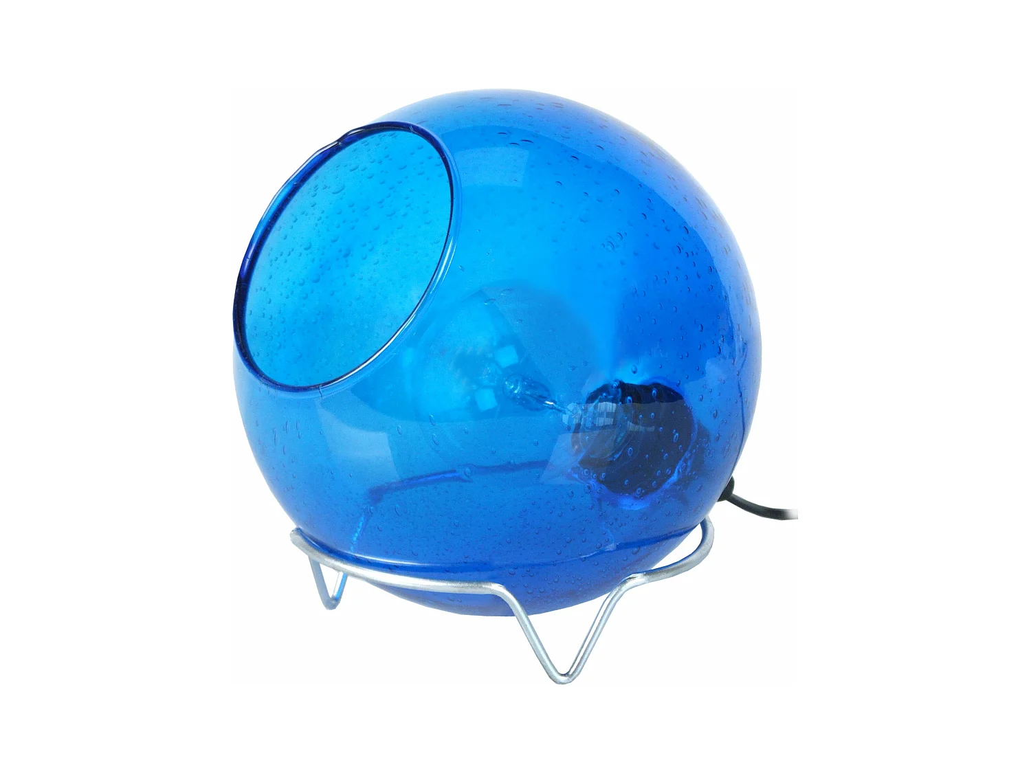 Lampe de chevet globe verre  bleu 19 cm.