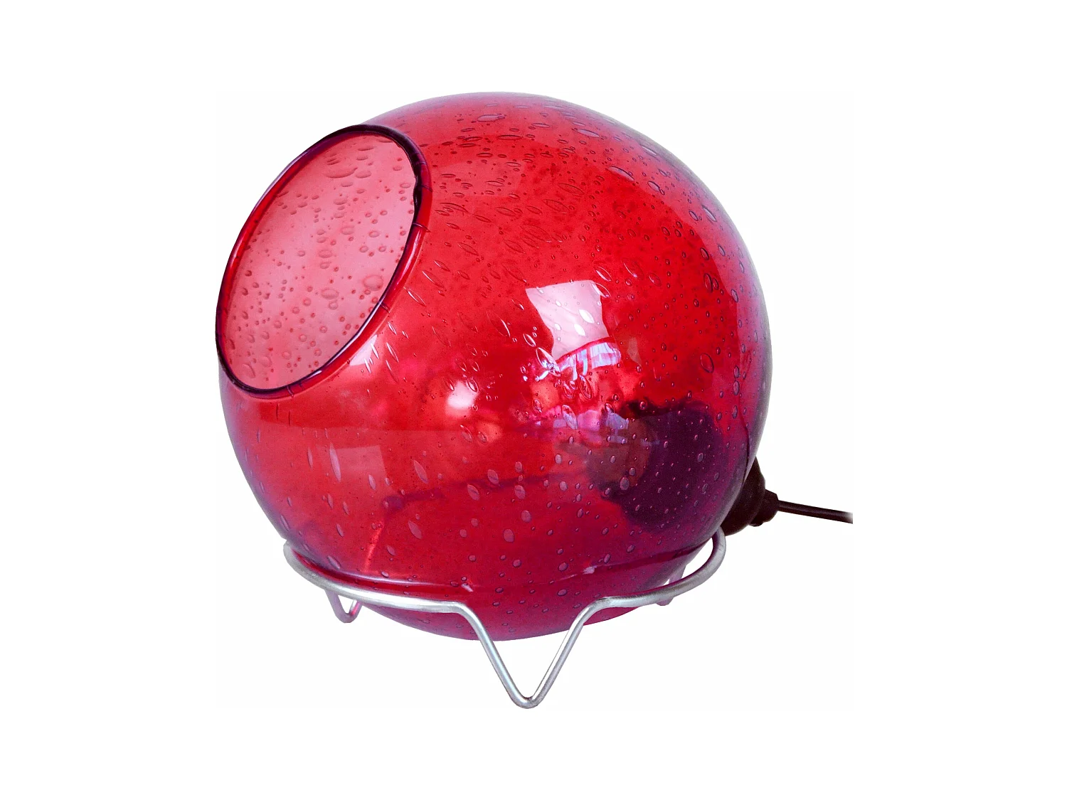 Lampe de chevet globe verre  arouge 19 cm.