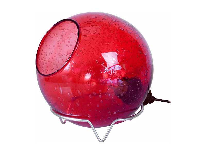 Lampe de chevet globe verre  arouge 19 cm.