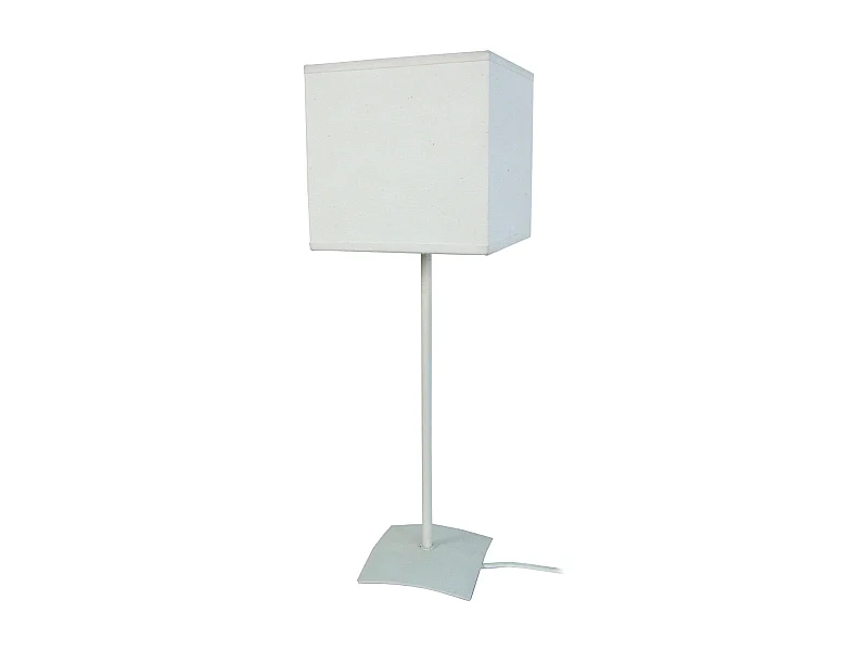 Lampe a poser droit métal  blanc d’Ivoire 46 cm.