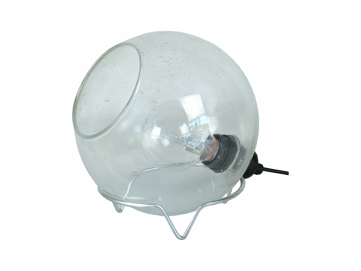 Lampe de chevet globe verre  aluminium 19 cm.
