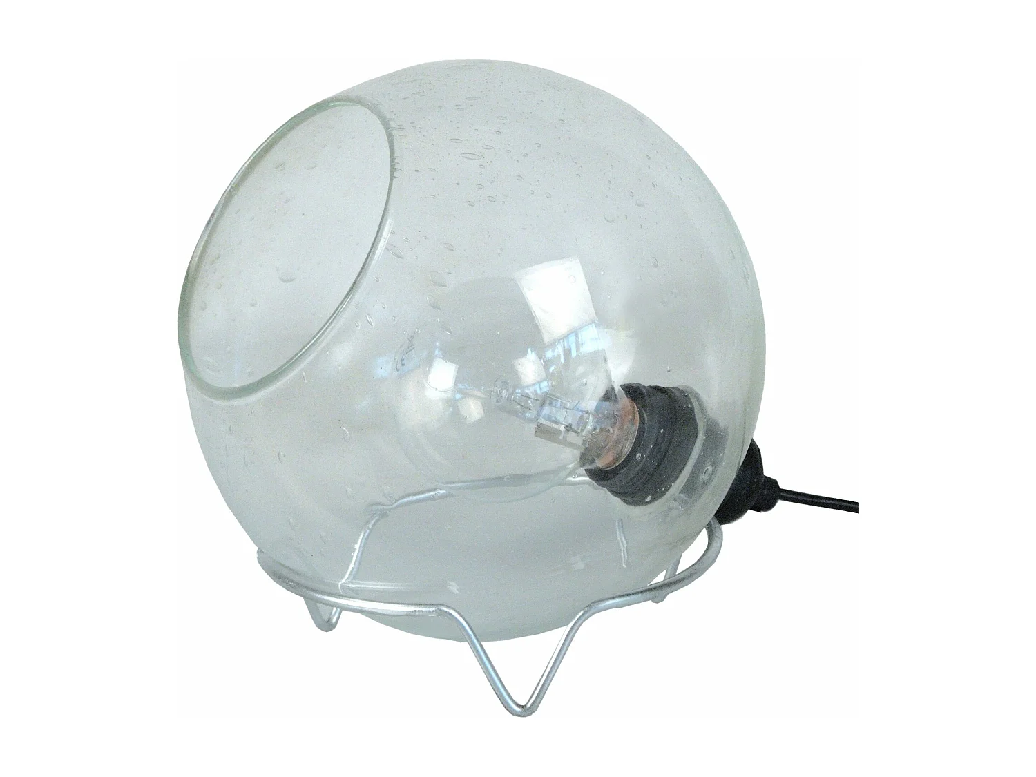 Lampe de chevet globe verre  aluminium 19 cm.