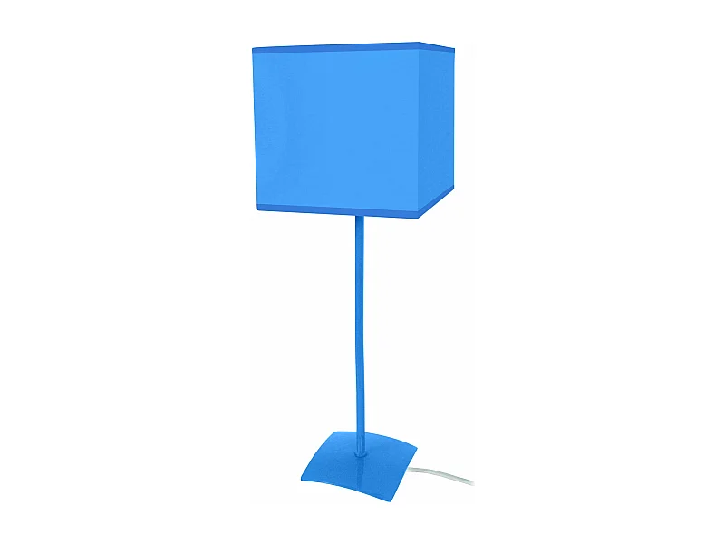 Lampe a poser droit métal  bleu 46 cm.