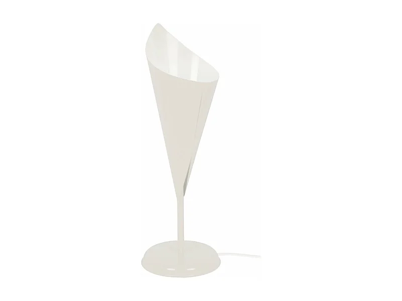 Lampe a poser droit métal  ivoire 35 cm.