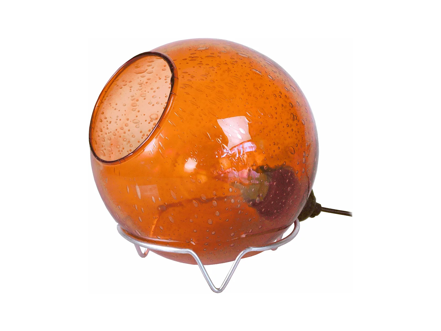 Lampe de chevet globe verre  orange 19 cm.