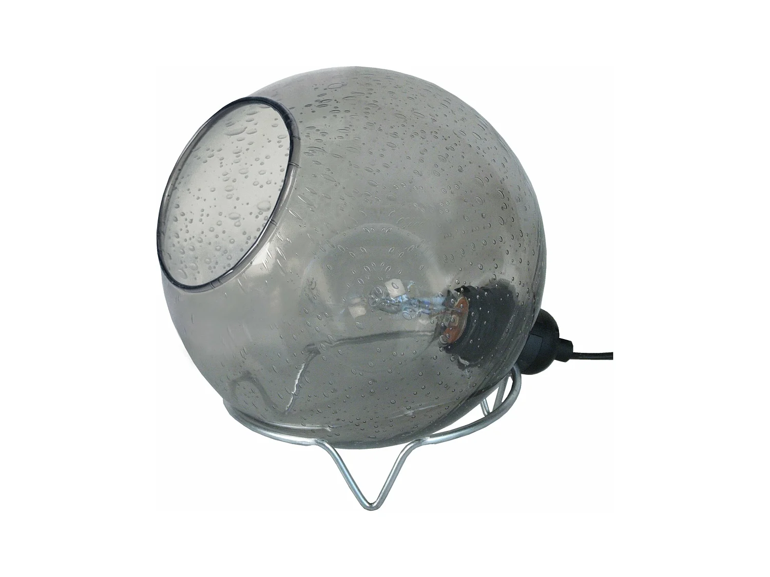 Lampe de chevet globe verre  fumée 19 cm.