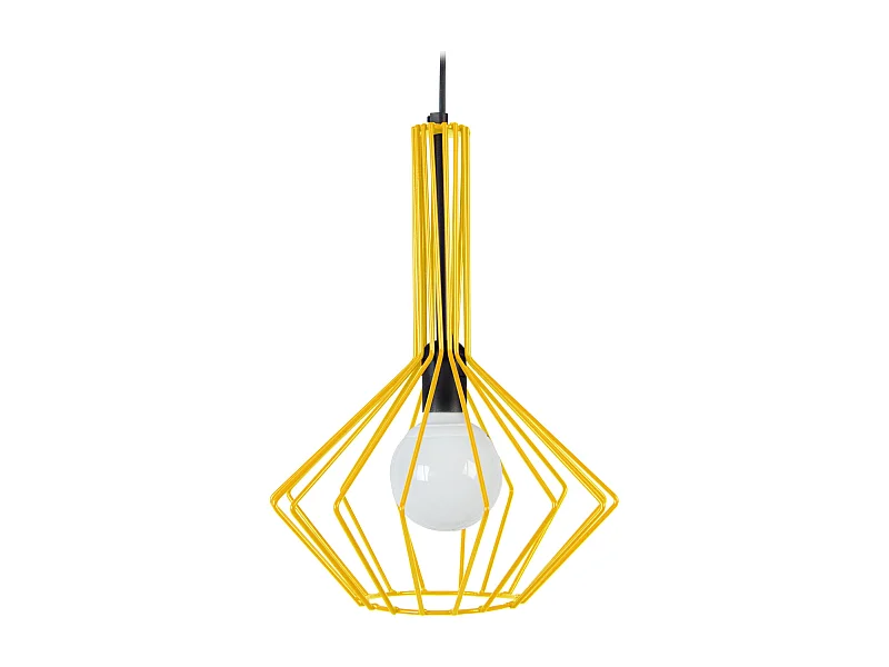 Suspension filaire métal  jaune 90 cm.