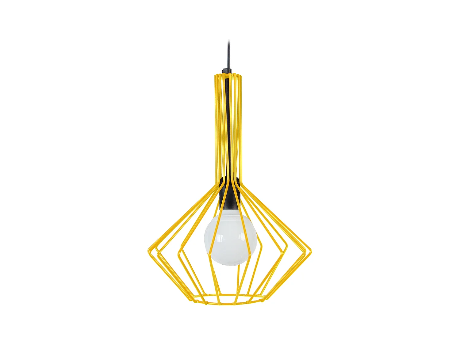 Suspension filaire métal  jaune 90 cm.