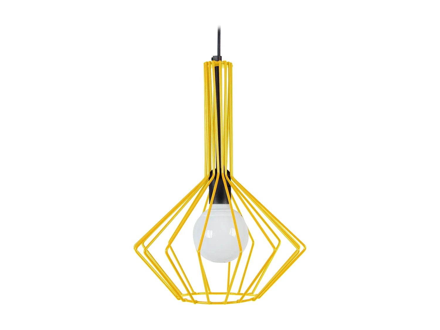Suspension filaire métal  jaune 90 cm.