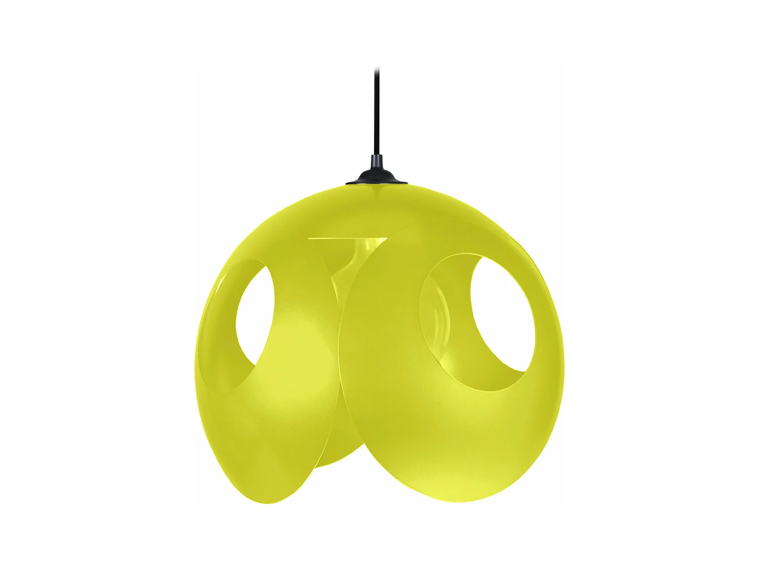 Suspension sephere métal jaune 80 cm.