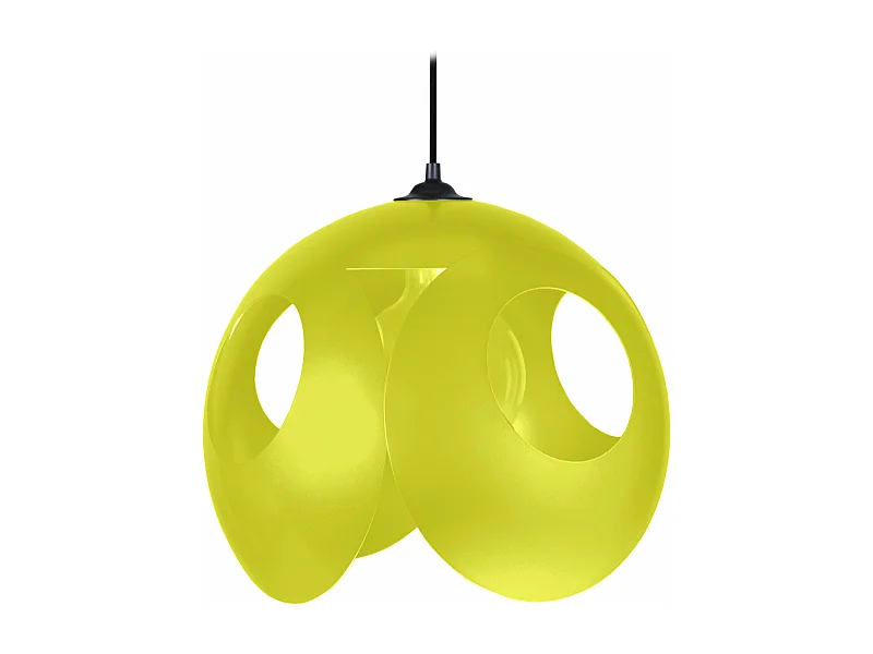 Suspension sephere métal jaune 80 cm.