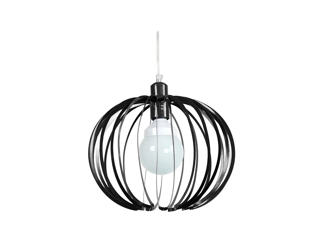 Suspension globe lamelles métal  noir 85 cm.