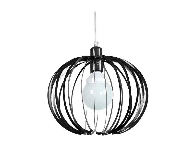Suspension globe lamelles métal  noir 85 cm.