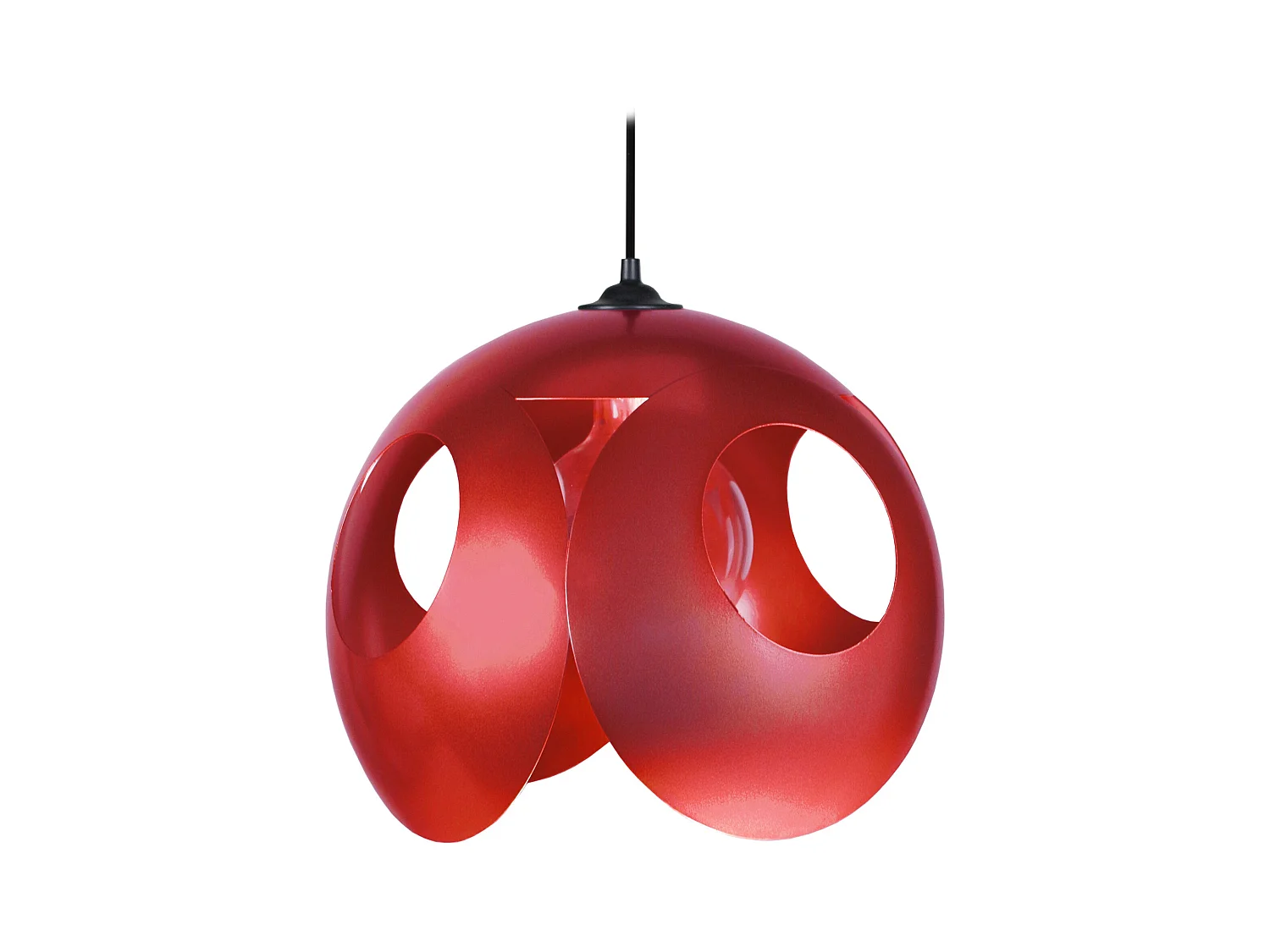 Suspension sephere métal rouge 80 cm.