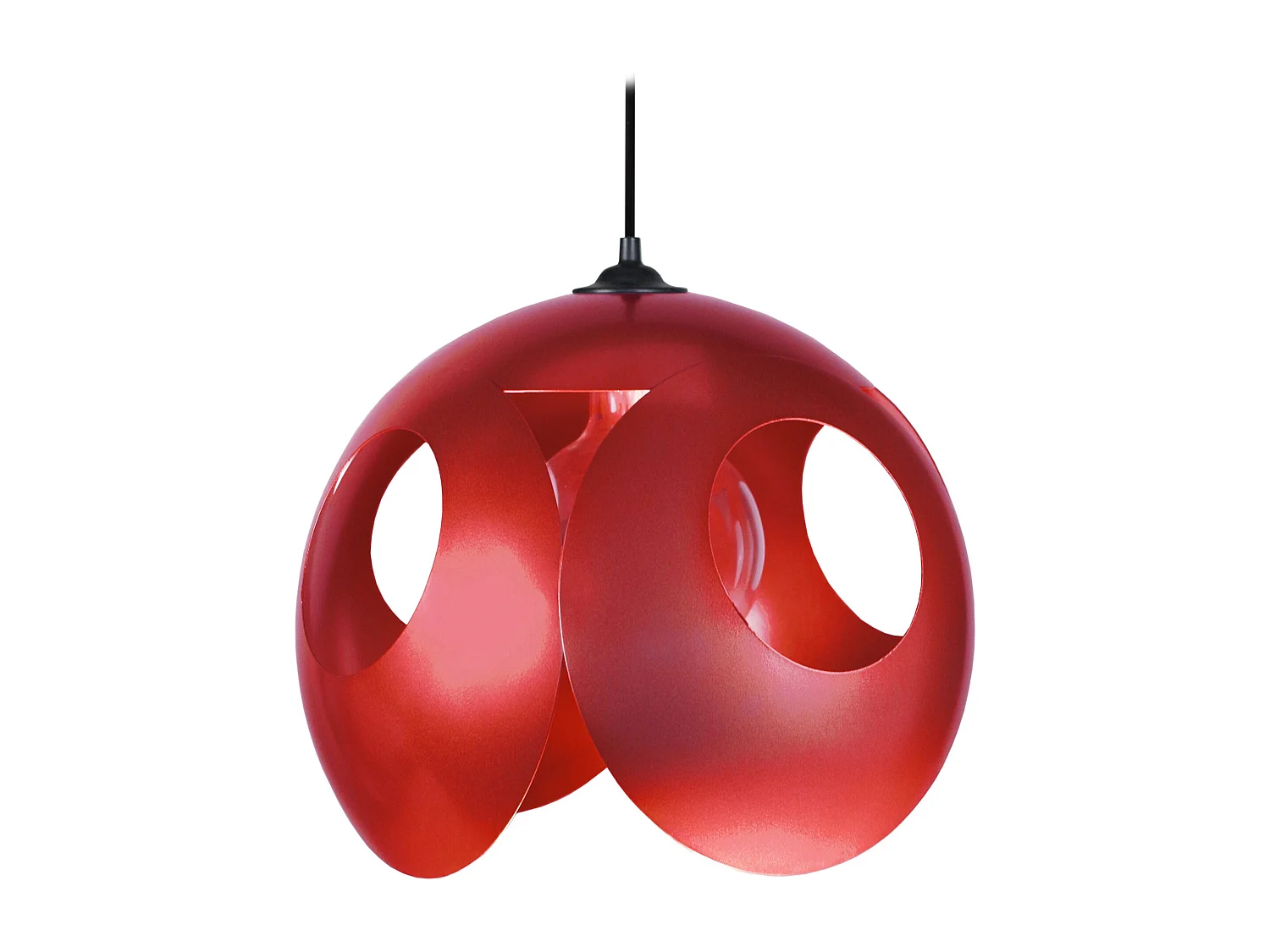 Suspension sephere métal rouge 80 cm.