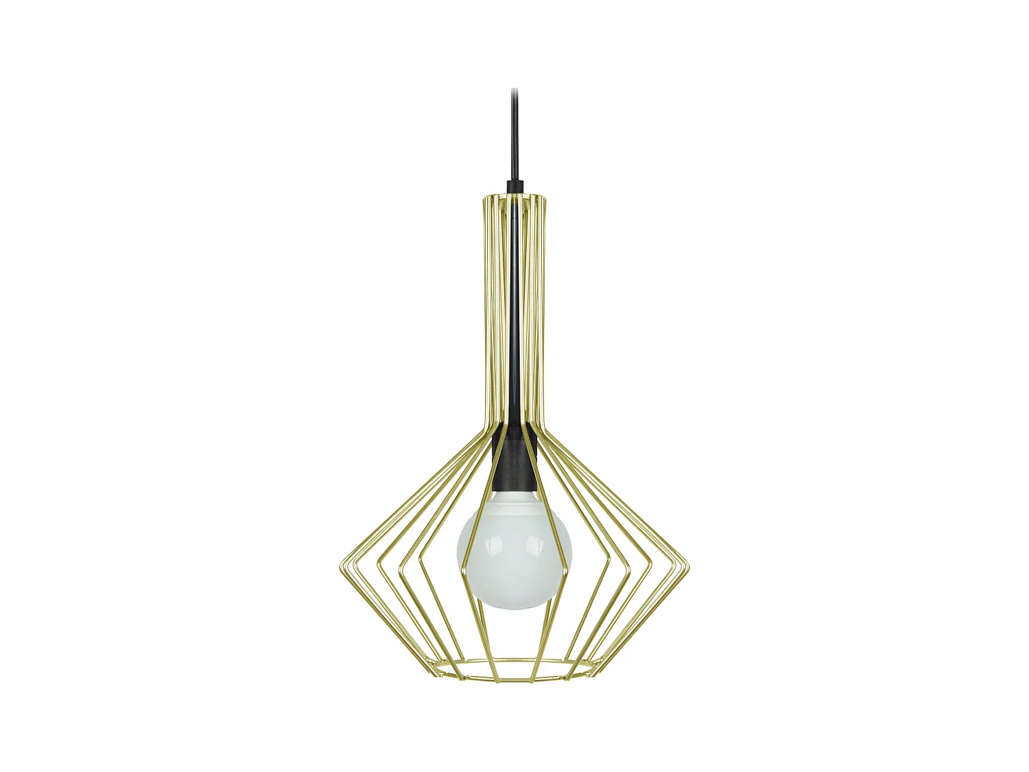 Suspension bicone filaire métal  doré 90 cm.