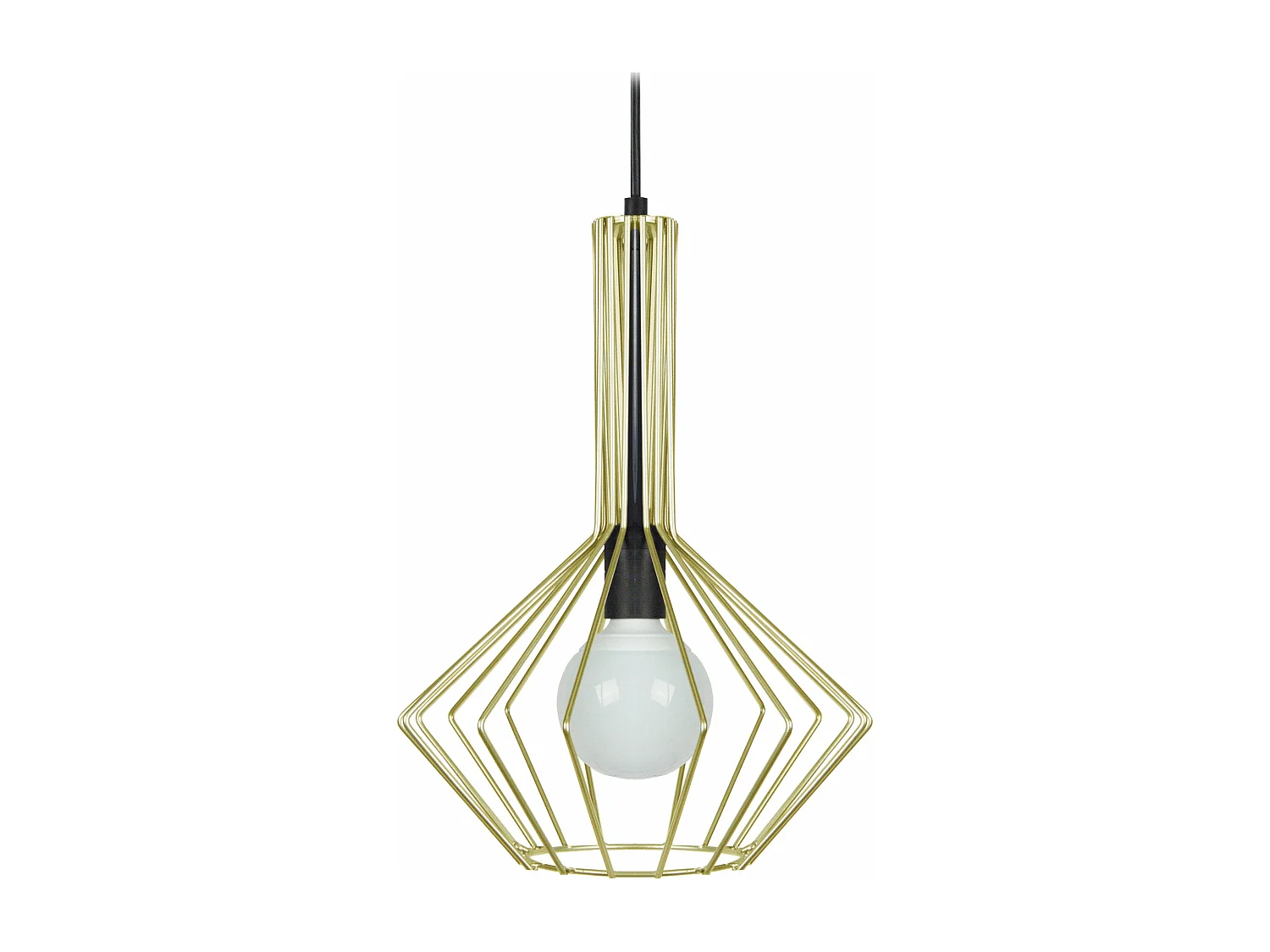 Suspension bicone filaire métal  doré 90 cm.