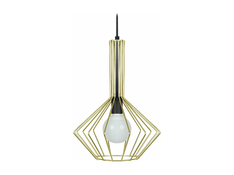 Suspension bicone filaire métal  doré 90 cm.