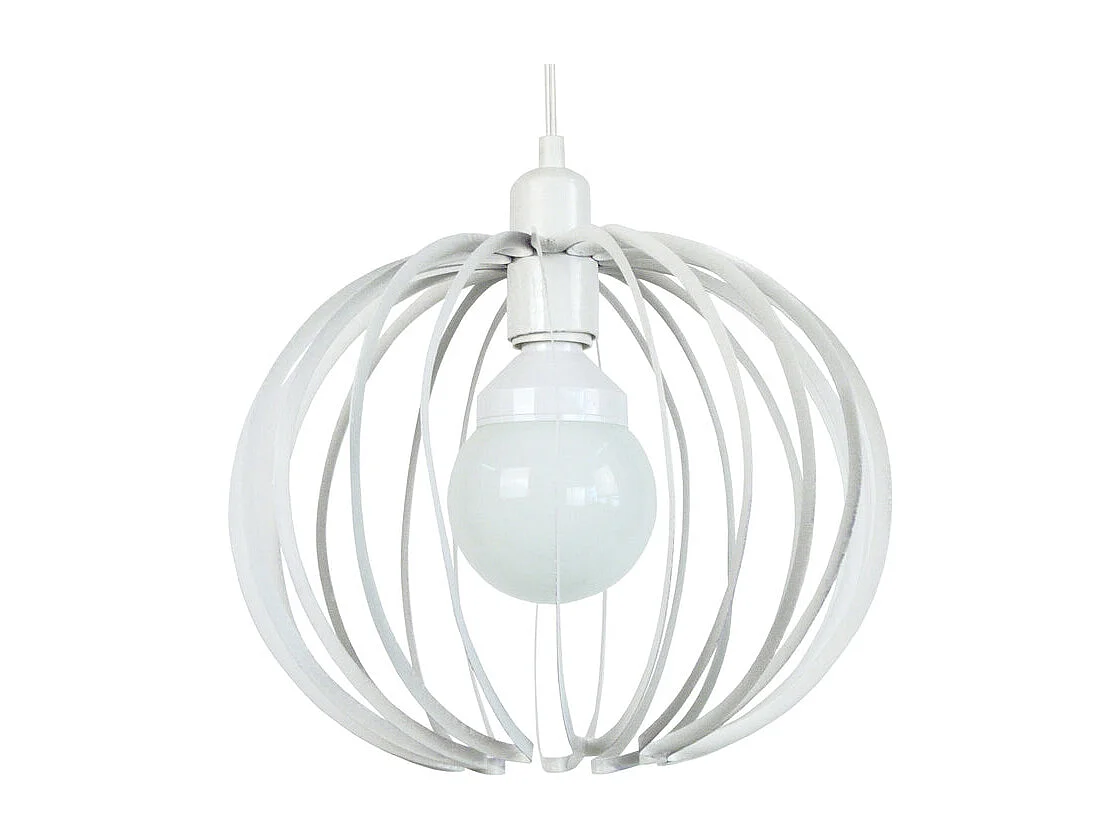 Suspension globe lamelles métal  blanc 85 cm.