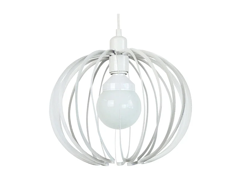 Suspension globe lamelles métal  blanc 85 cm.
