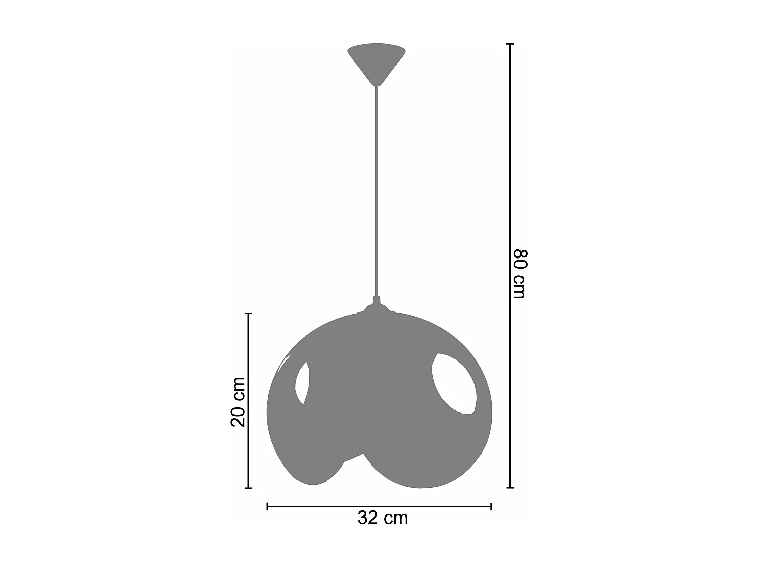 Suspension sephere métal  bronze 80 cm.