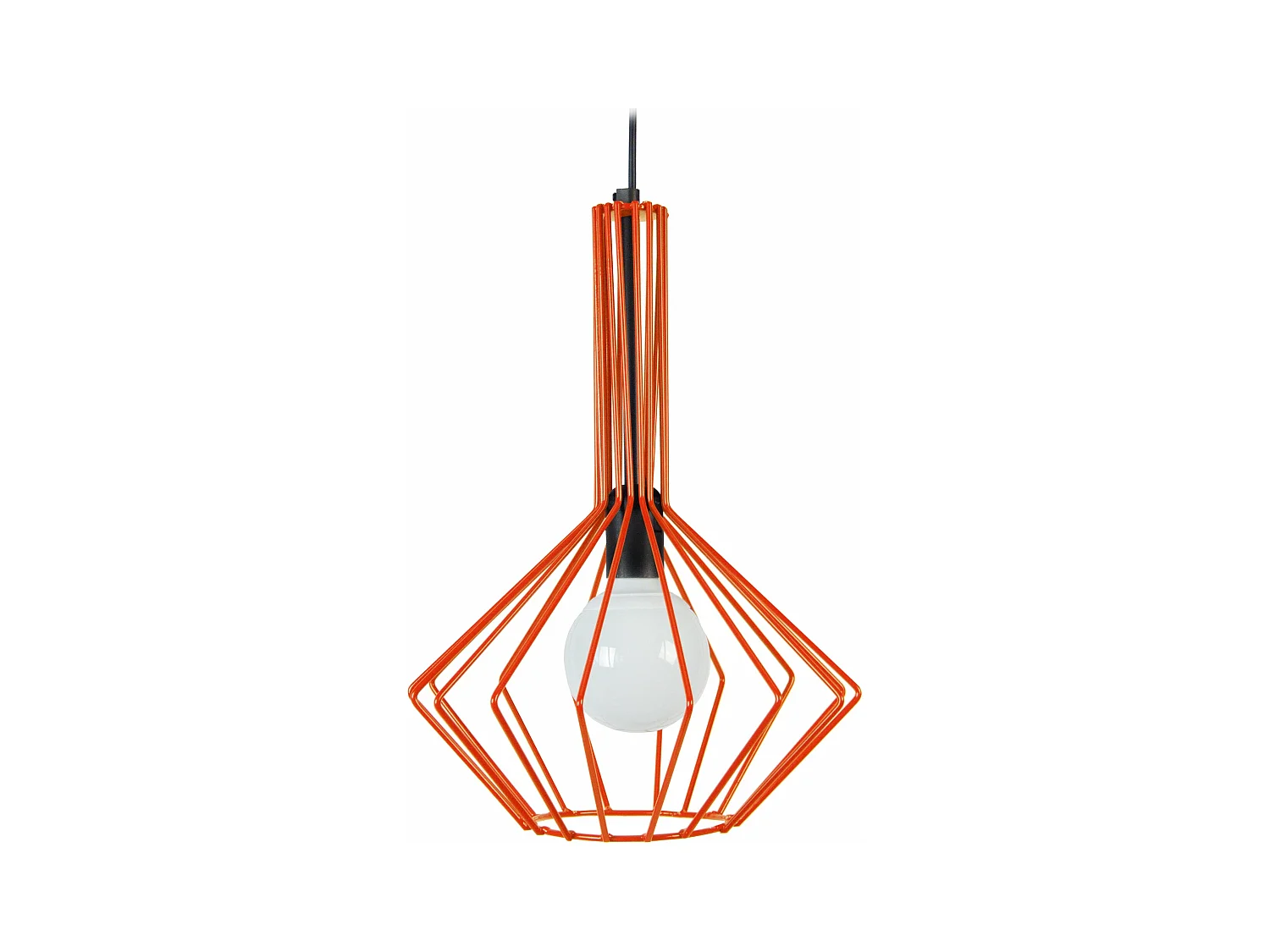 Suspension filaire métal  orange 90 cm.