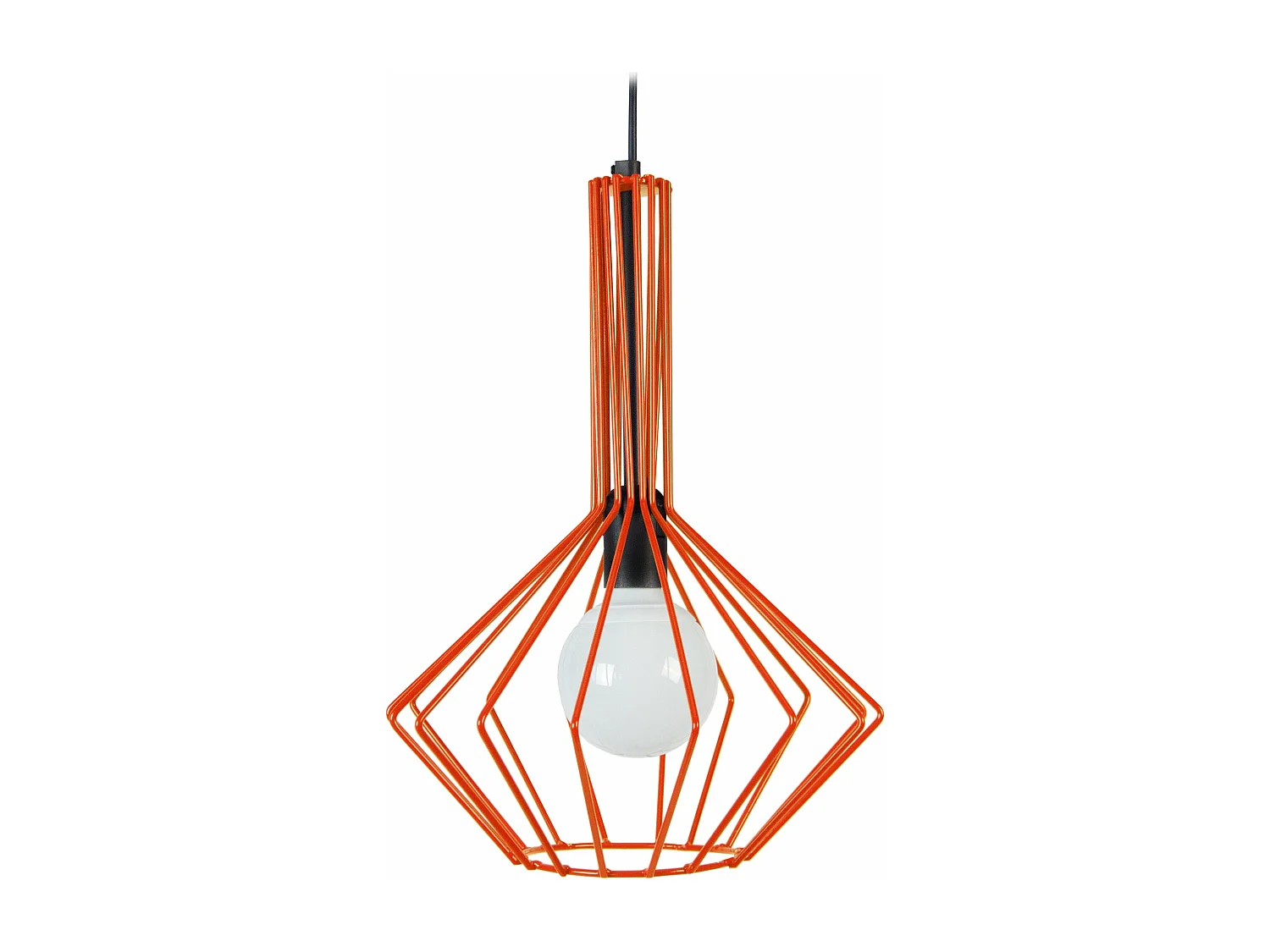 Suspension filaire métal  orange 90 cm.