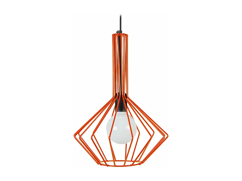 Suspension filaire métal  orange 90 cm.
