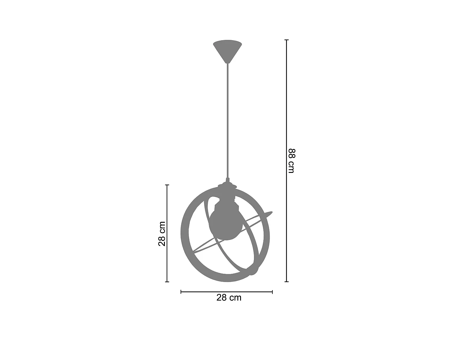Suspensión  TOSEL ,metal, Negro , A 88xD28xP28cm