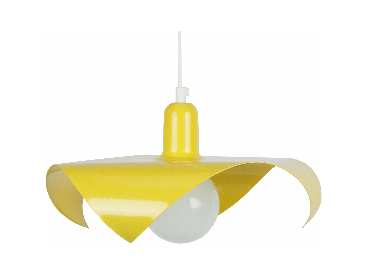 Suspension métal napperon, jaune 80cm.