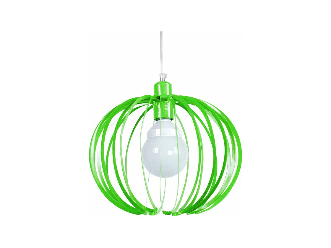 Suspension globe lamelles métal  vert 85 cm.